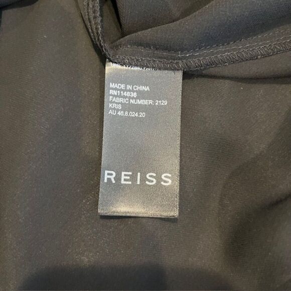Reiss Kris Chiffon Top Black with Peekaboo Neck Cutout Silky Elegant Size 10 - Picture 8 of 13